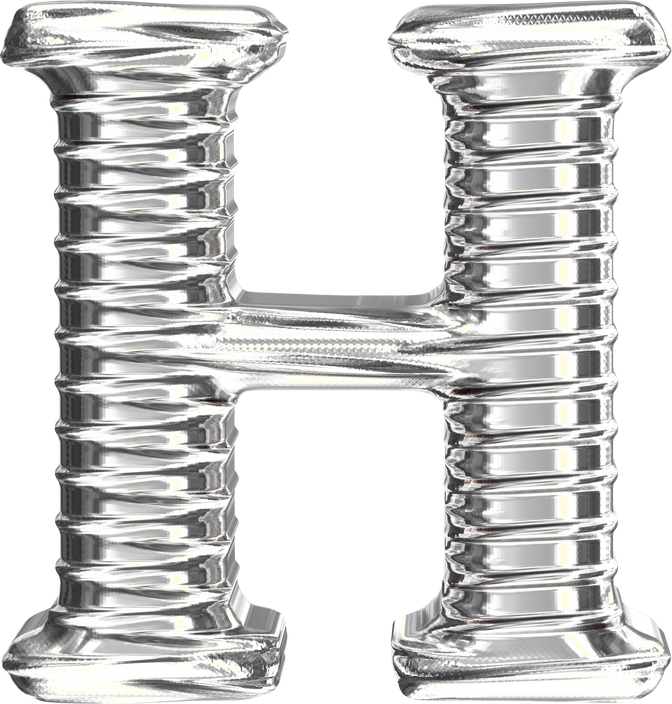 Fluted silver letter h