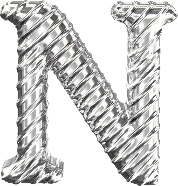Ribbed silver. capital letter n