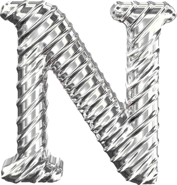 Ribbed silver. capital letter n