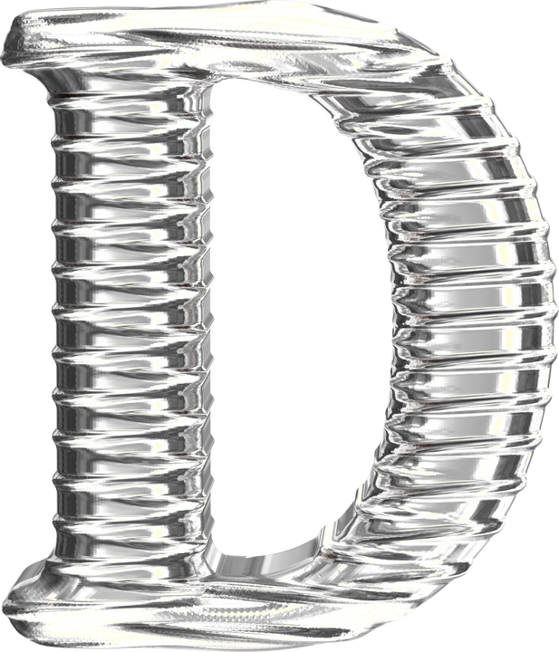 Fluted silver letter d