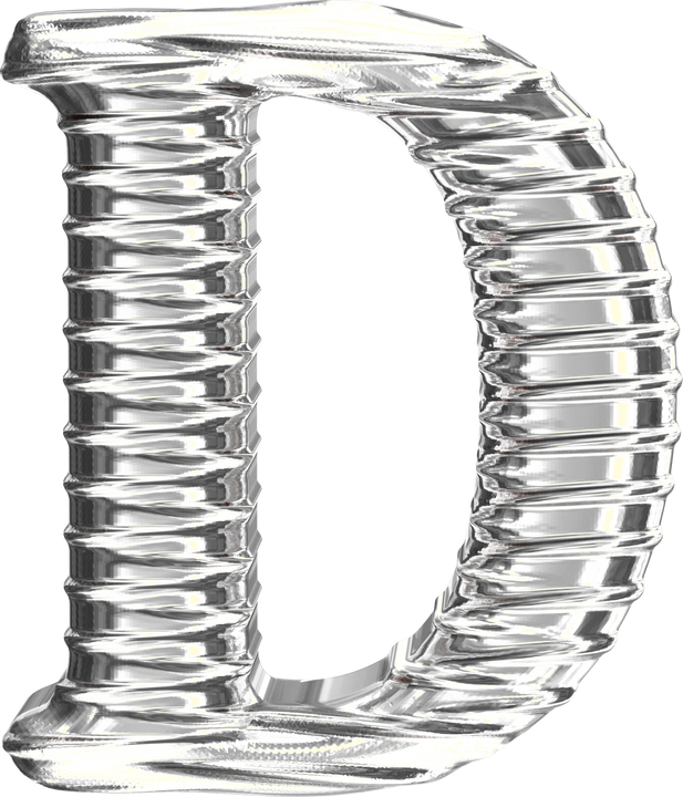 Fluted silver letter d