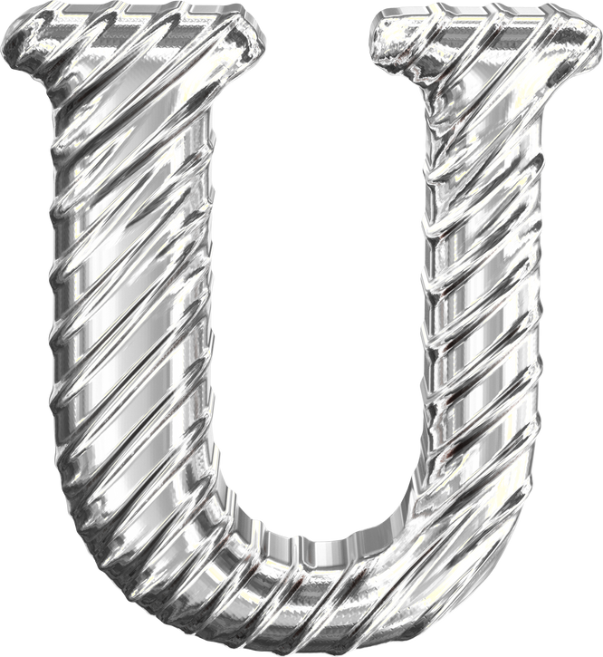 Ribbed silver. capital letter u