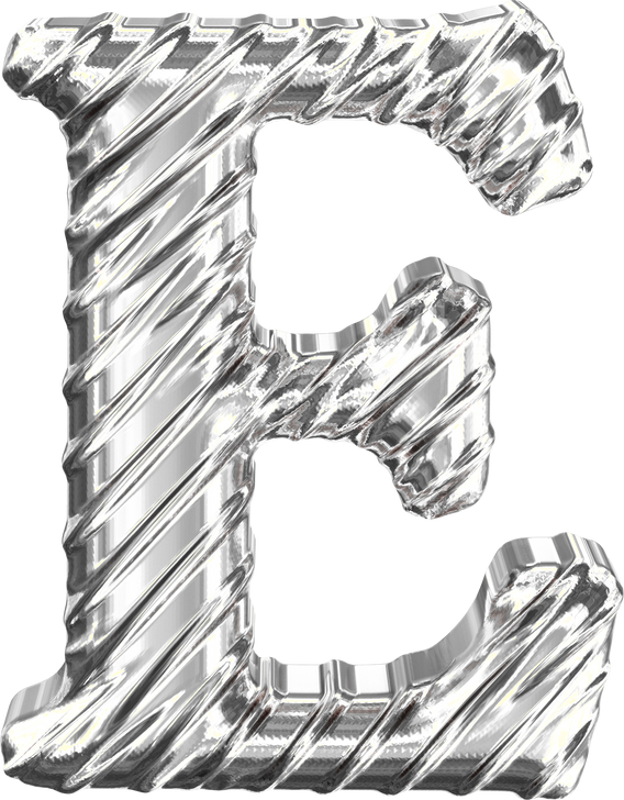 Ribbed silver. capital letter e