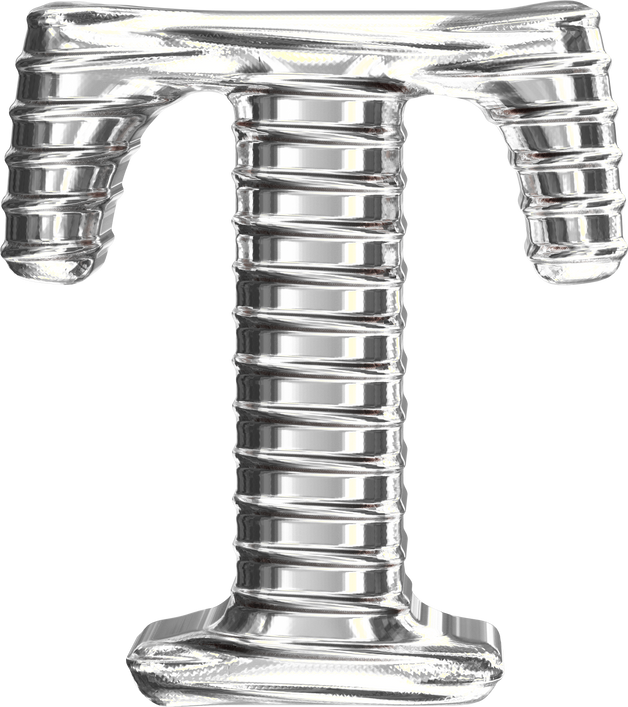 Fluted silver letter t