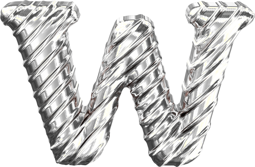 Ribbed silver. letter w